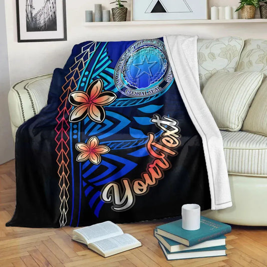 Northern Mariana Islands Custom Personalised Premium Blanket - Vintage Tribal Mountain