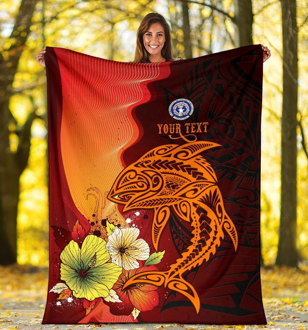 Northern Mariana Islands  Custom Personalised Premium Blankets - Tribal Tuna Fish