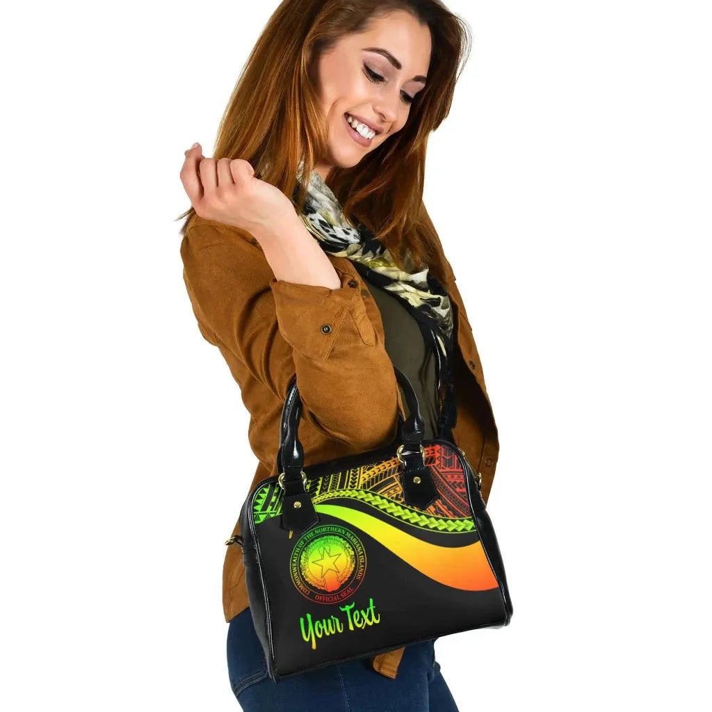 Northern Mariana Islands Custom Personalised Shoulder Handbag - Reggae Polynesian Tentacle Tribal Pattern