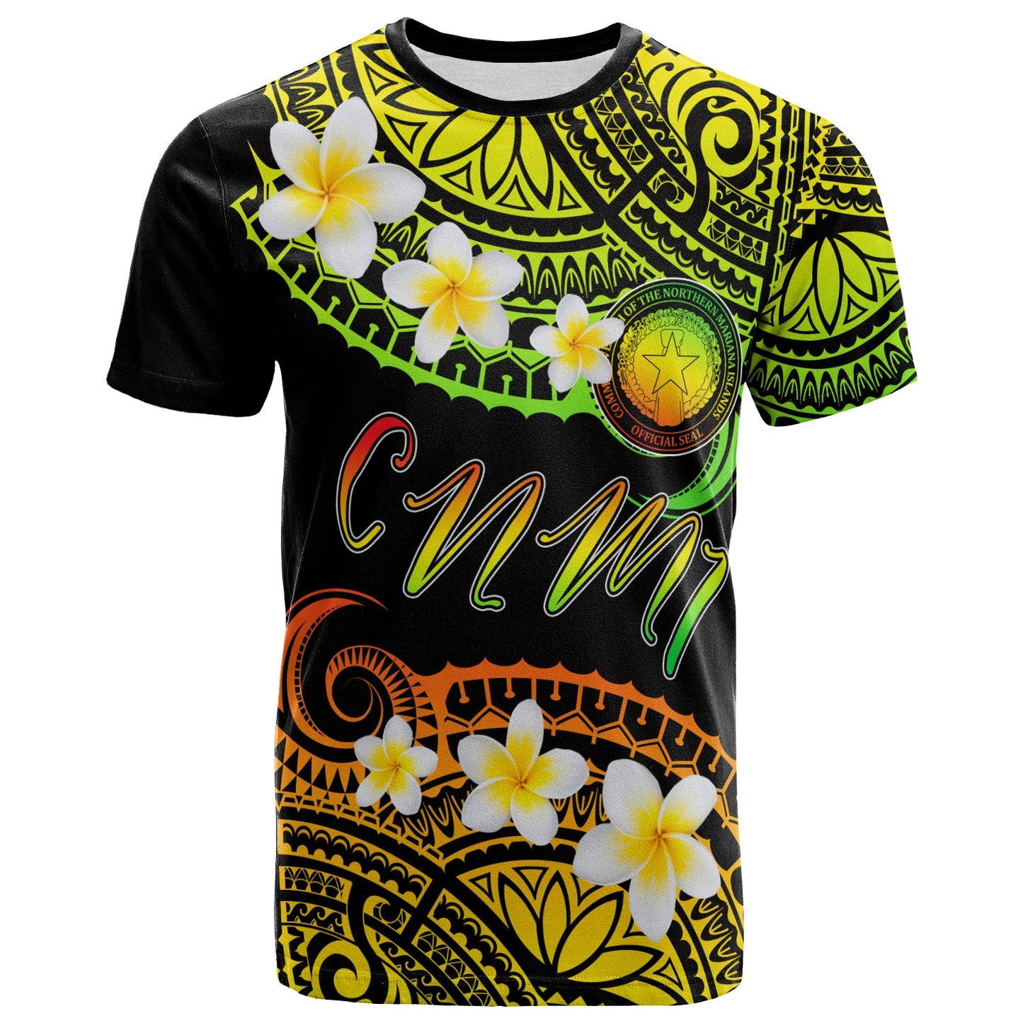 Northern Mariana Islands Custom Personalised T-Shirt - Plumeria Polynesian Vibe Reggae
