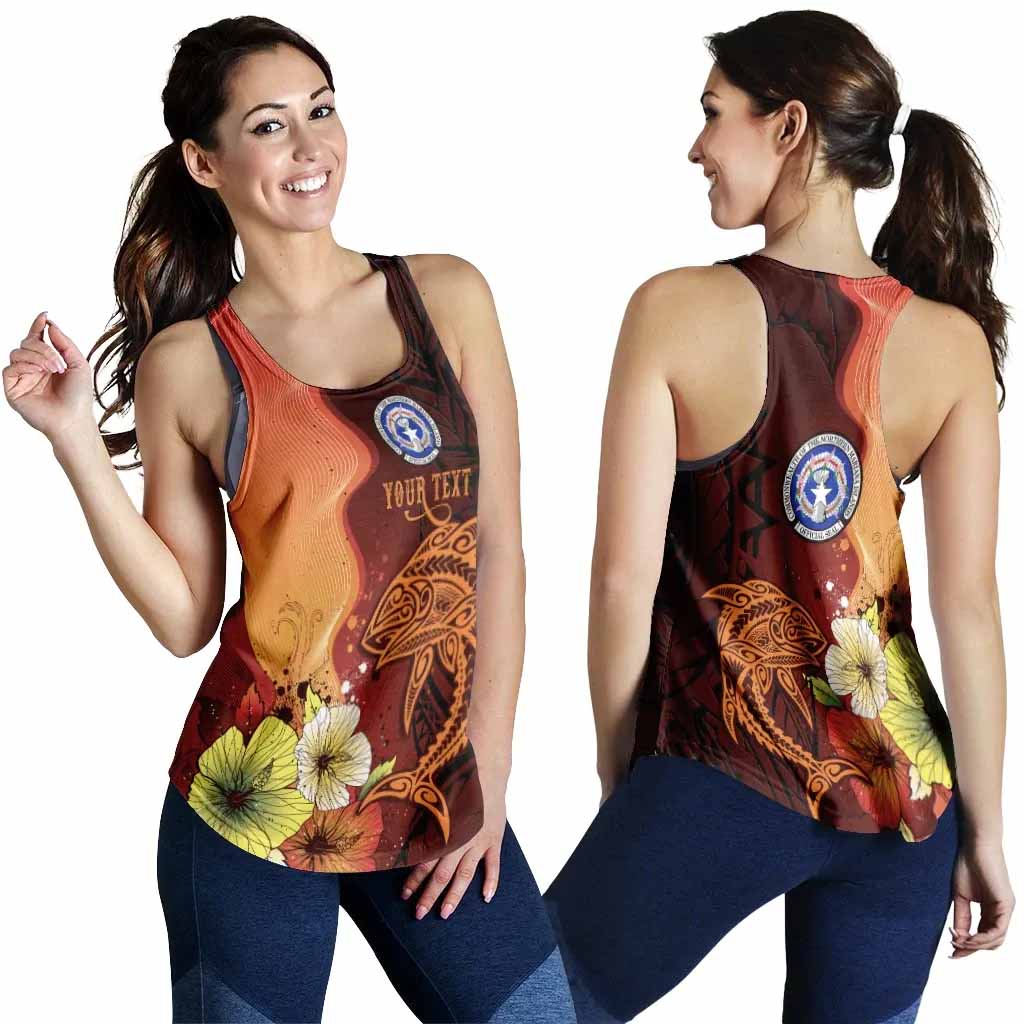 Northern Mariana Islands Custom Personalised Women Racerback Tank - Tribal Tuna Fish