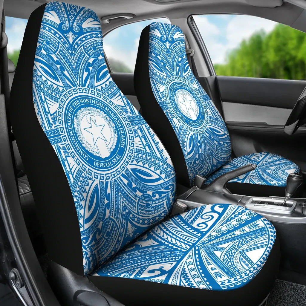 Northern Mariana Islands Car Seat Cover - Northern Mariana Islands Coat Of Arms Polynesian Flag Color