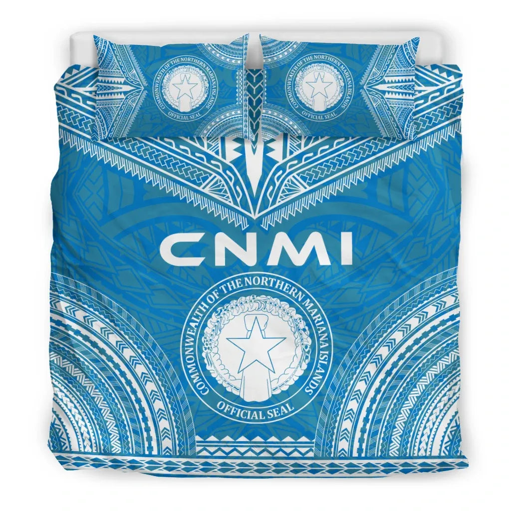 Northern Mariana Islands Flag Polynesian Chief Duvet Cover Set