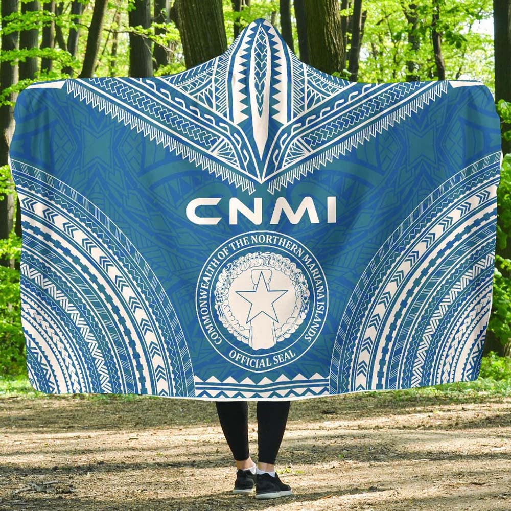 Northern Mariana Islands Flag Polynesian Chief Hooded Blanket
