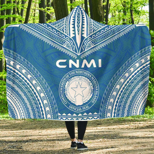 Northern Mariana Islands Flag Polynesian Chief Hooded Blanket
