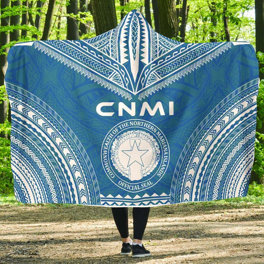 Northern Mariana Islands Flag Polynesian Chief Hooded Blanket