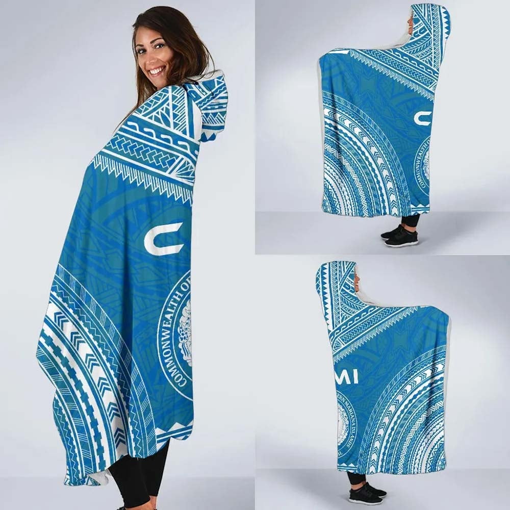 Northern Mariana Islands Flag Polynesian Chief Hooded Blanket