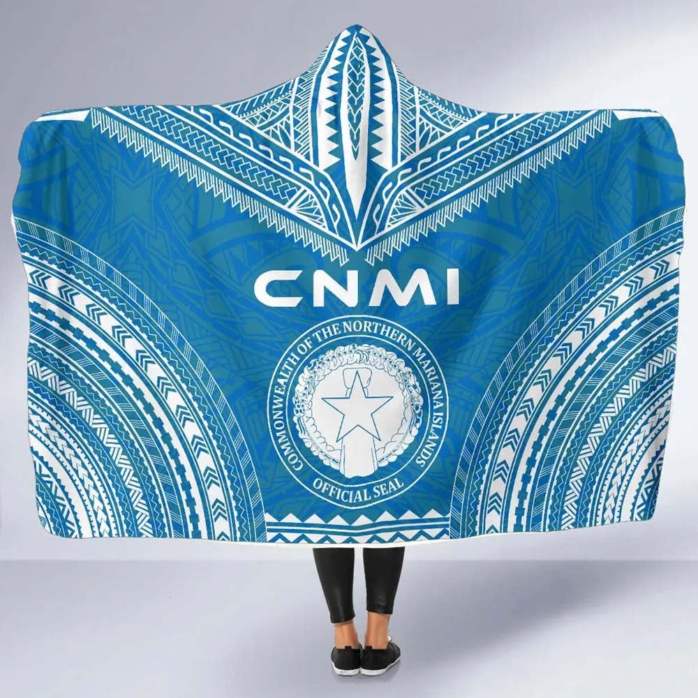 Northern Mariana Islands Flag Polynesian Chief Hooded Blanket