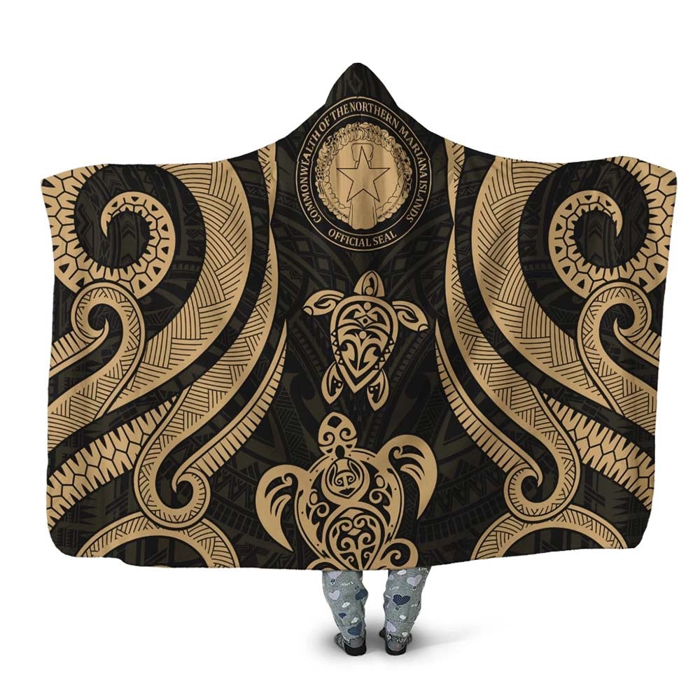 Northern Mariana Islands Hooded Blanket - Gold Tentacle Turtle