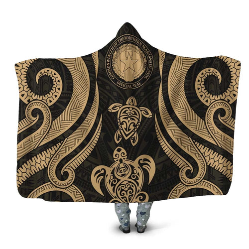 Northern Mariana Islands Hooded Blanket - Gold Tentacle Turtle