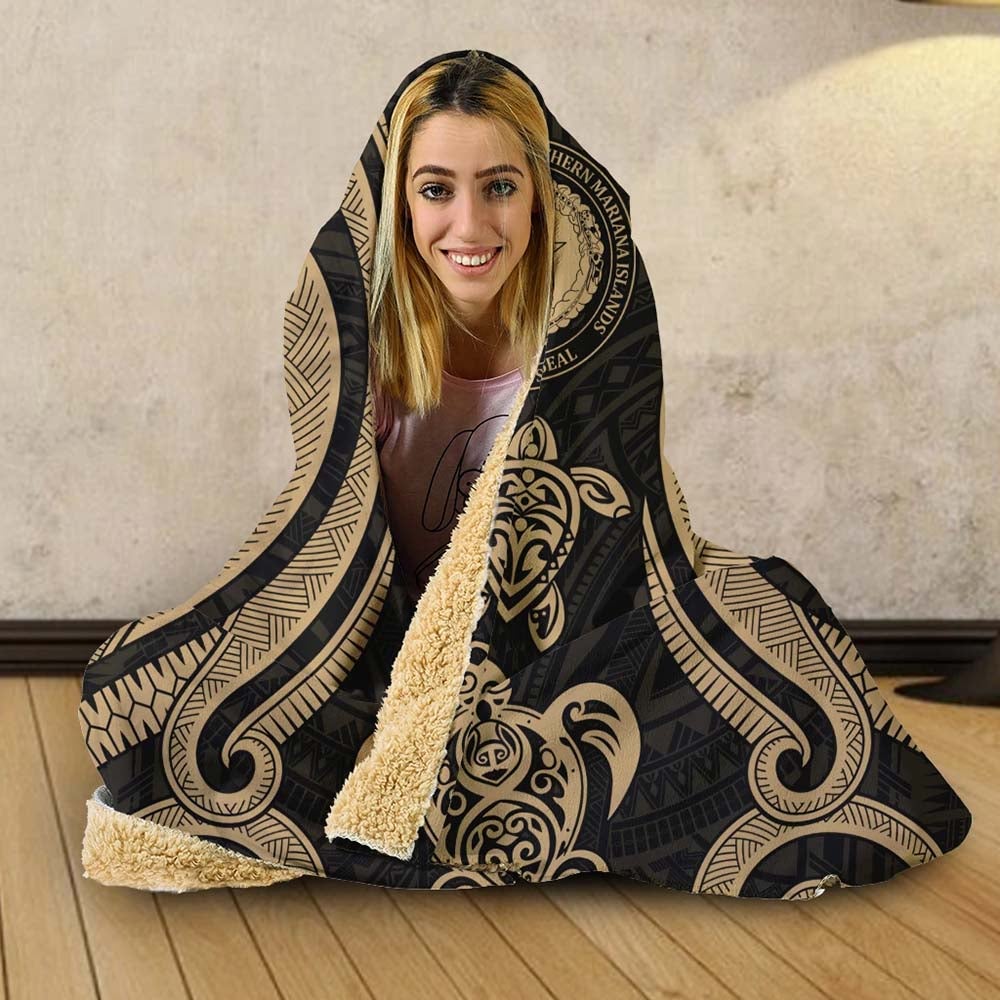 Northern Mariana Islands Hooded Blanket - Gold Tentacle Turtle