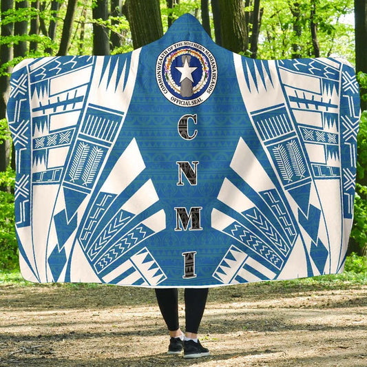 Northern Mariana Islands Hooded Blanket - Polynesian Tattoo Flag