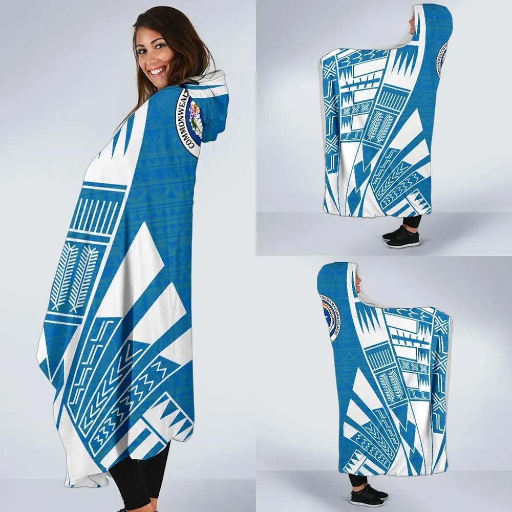 Northern Mariana Islands Hooded Blanket - Polynesian Tattoo Flag