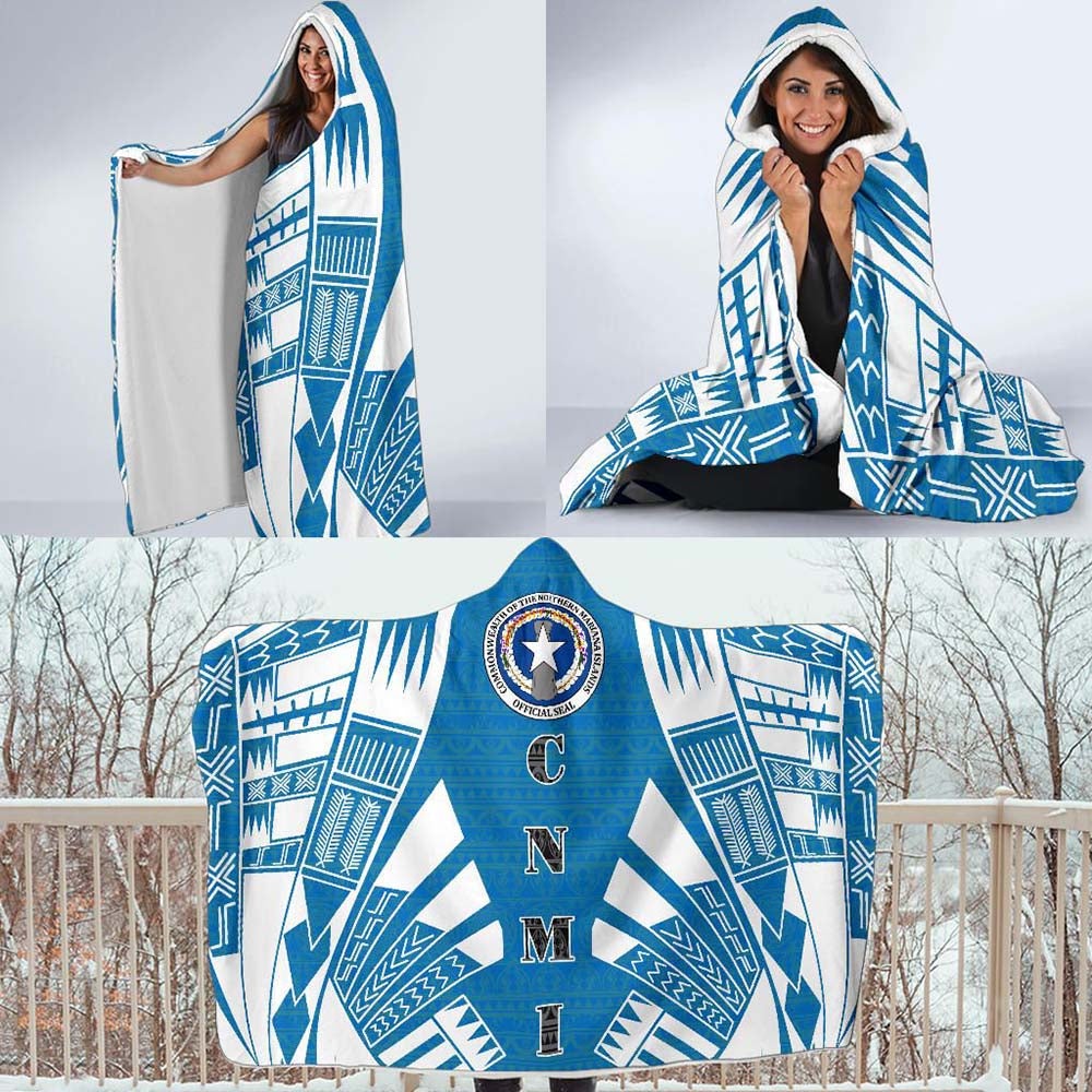 Northern Mariana Islands Hooded Blanket - Polynesian Tattoo Flag