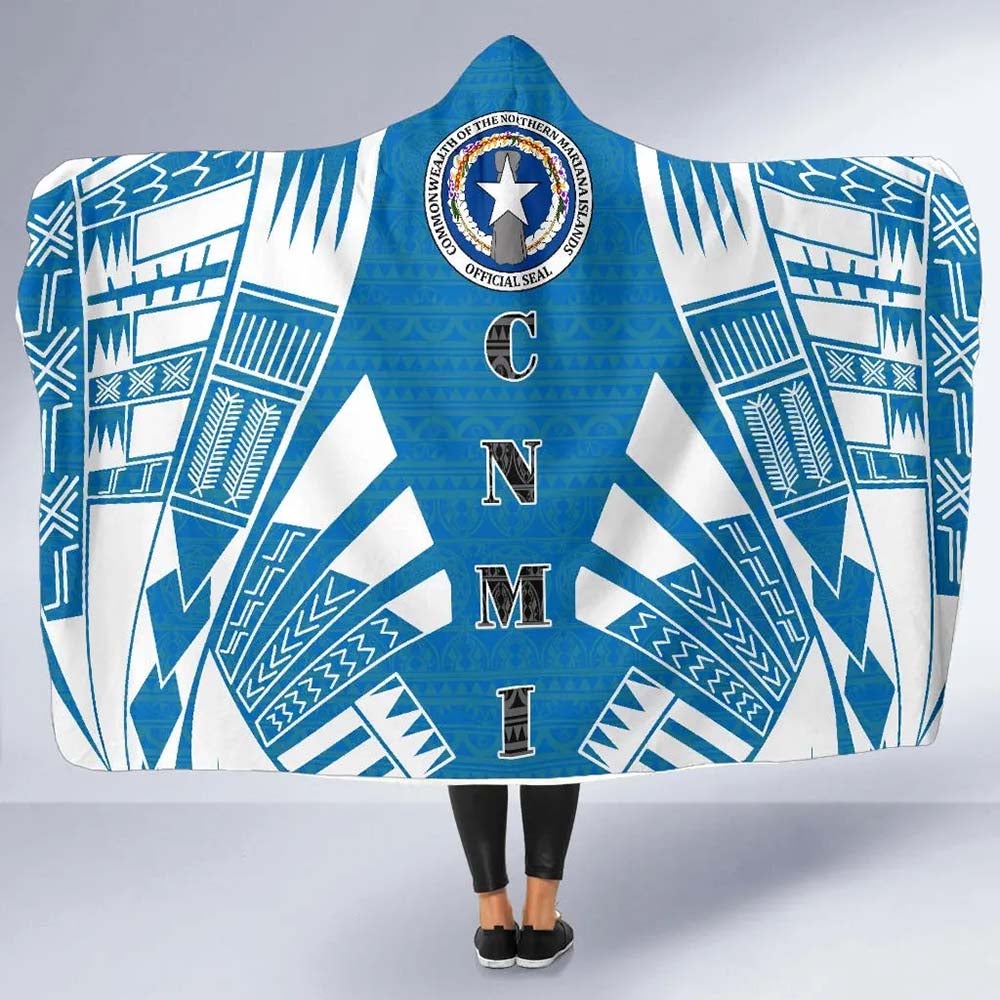 Northern Mariana Islands Hooded Blanket - Polynesian Tattoo Flag