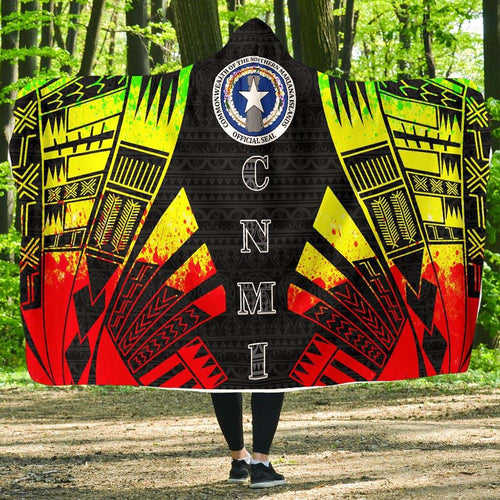 Northern Mariana Islands Hooded Blanket - Polynesian Tattoo Reggae