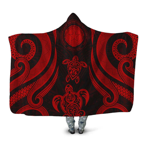Northern Mariana Islands Hooded Blanket - Red Tentacle Turtle