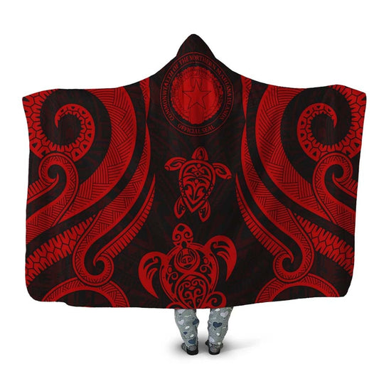 Northern Mariana Islands Hooded Blanket - Red Tentacle Turtle