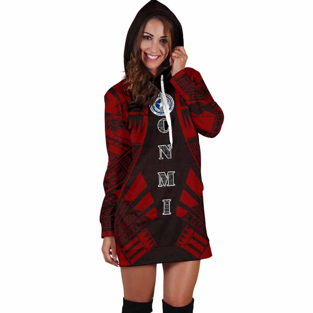 Northern Mariana Islands Hoodie Dress - Polynesian Tattoo Red