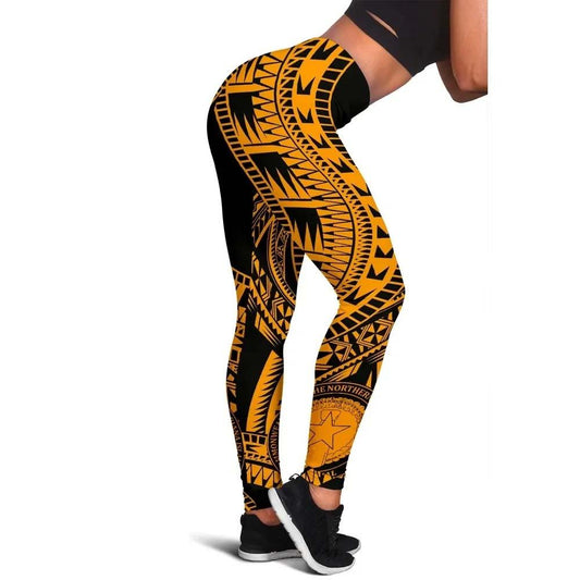 Northern Mariana Islands Legging Polynesian Pattern Gold