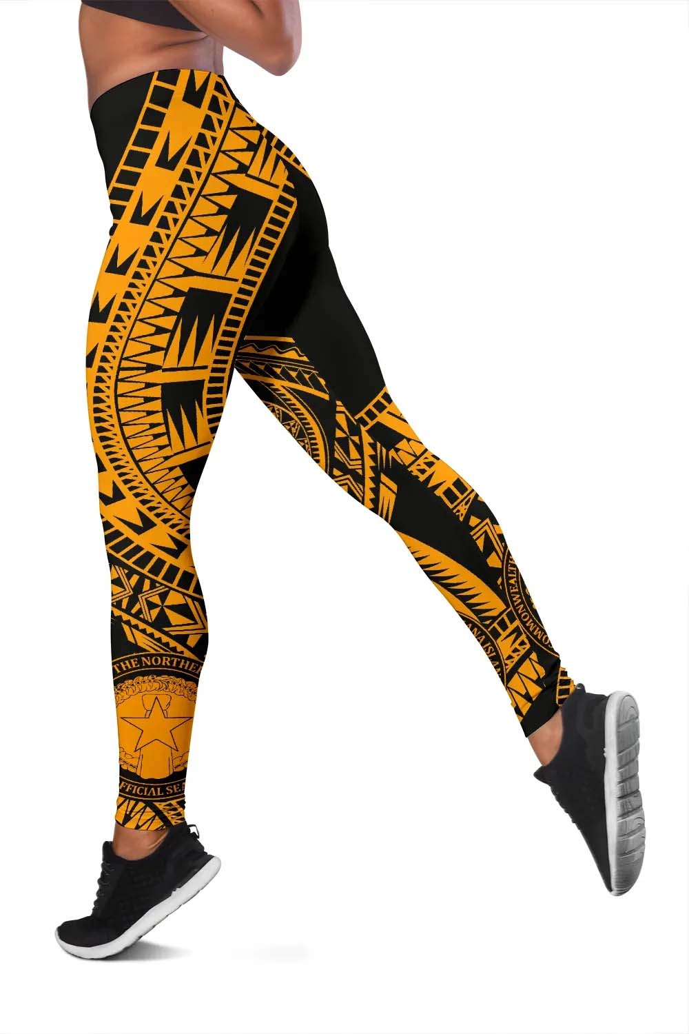 Northern Mariana Islands Legging Polynesian Pattern Gold