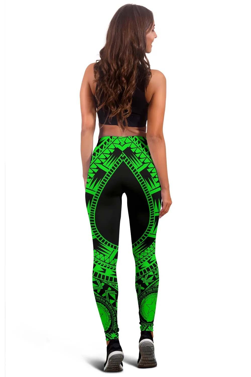 Northern Mariana Islands Legging Polynesian Pattern Green