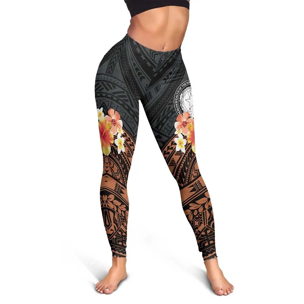 Northern Mariana Islands Legging - Tribal Pattern Hibiscus