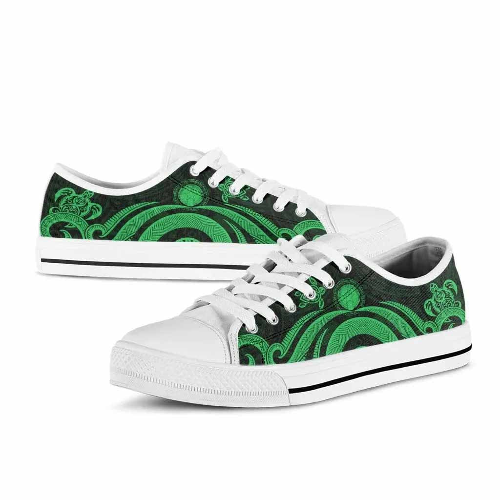 Northern Mariana Islands Low Top Canvas Shoes - Green Tentacle Turtle