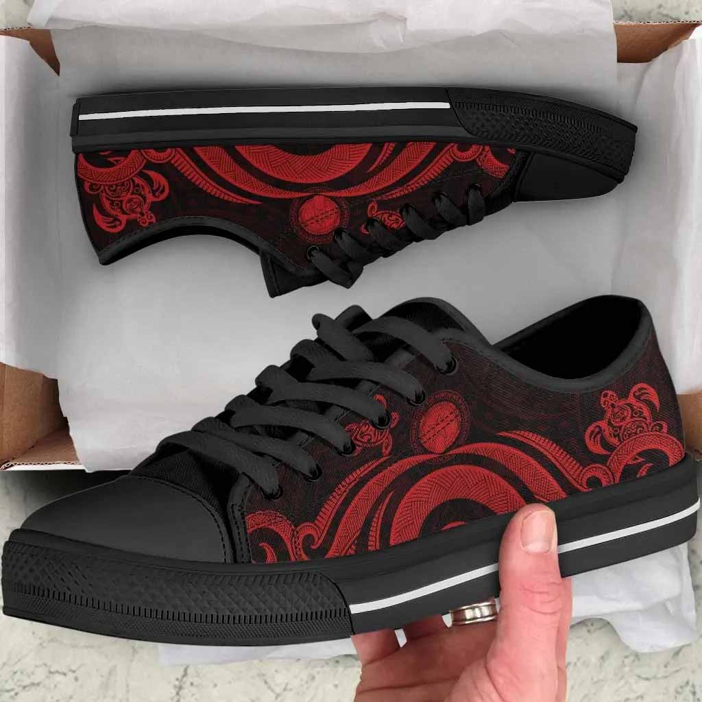 Northern Mariana Islands Low Top Canvas Shoes - Red Tentacle Turtle