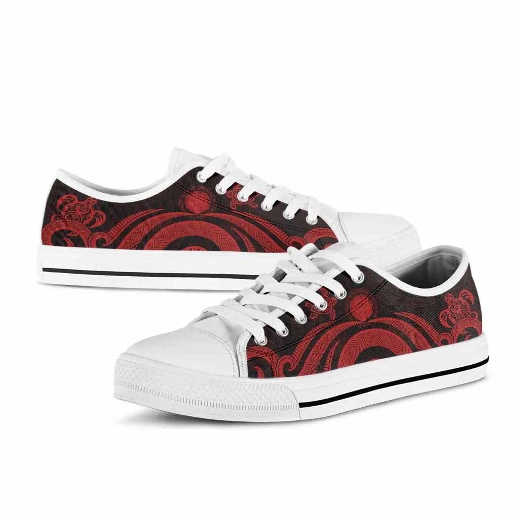 Northern Mariana Islands Low Top Canvas Shoes - Red Tentacle Turtle