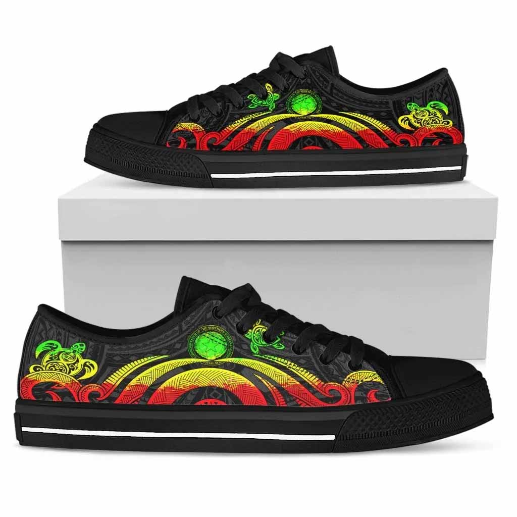 Northern Mariana Islands Low Top Canvas Shoes - Reggae Tentacle Turtle