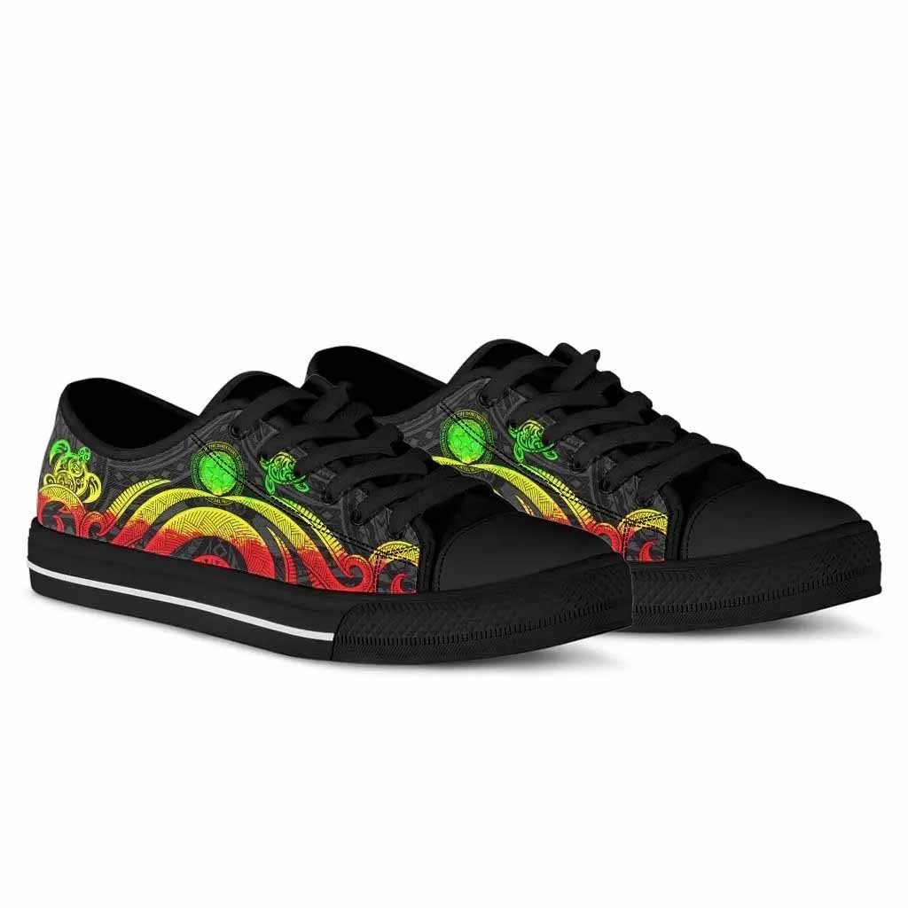 Northern Mariana Islands Low Top Canvas Shoes - Reggae Tentacle Turtle