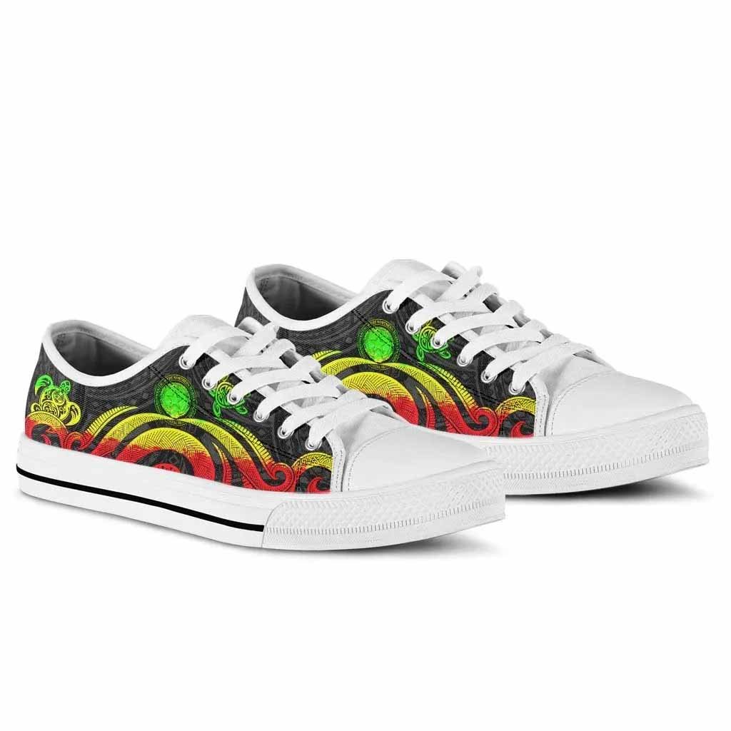 Northern Mariana Islands Low Top Canvas Shoes - Reggae Tentacle Turtle