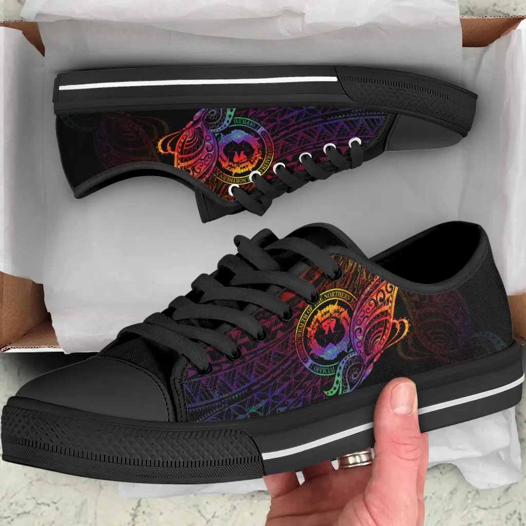 Northern Mariana Islands Low Top Shoes - Butterfly Polynesian Style