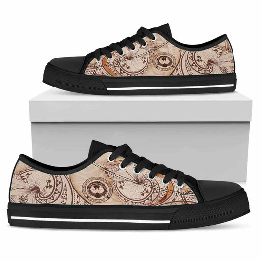 Northern Mariana Islands Low Top Shoes - Hibiscus Flowers Vintage Style