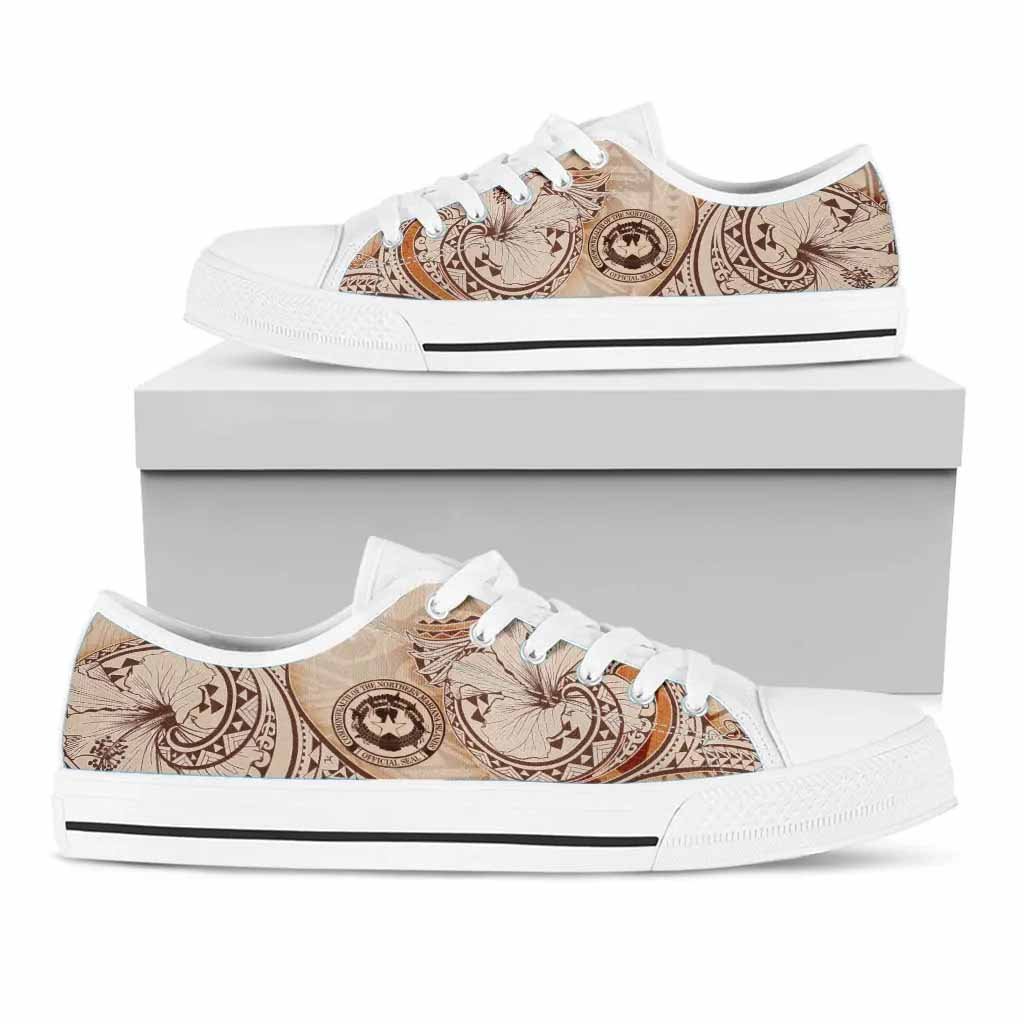 Northern Mariana Islands Low Top Shoes - Hibiscus Flowers Vintage Style