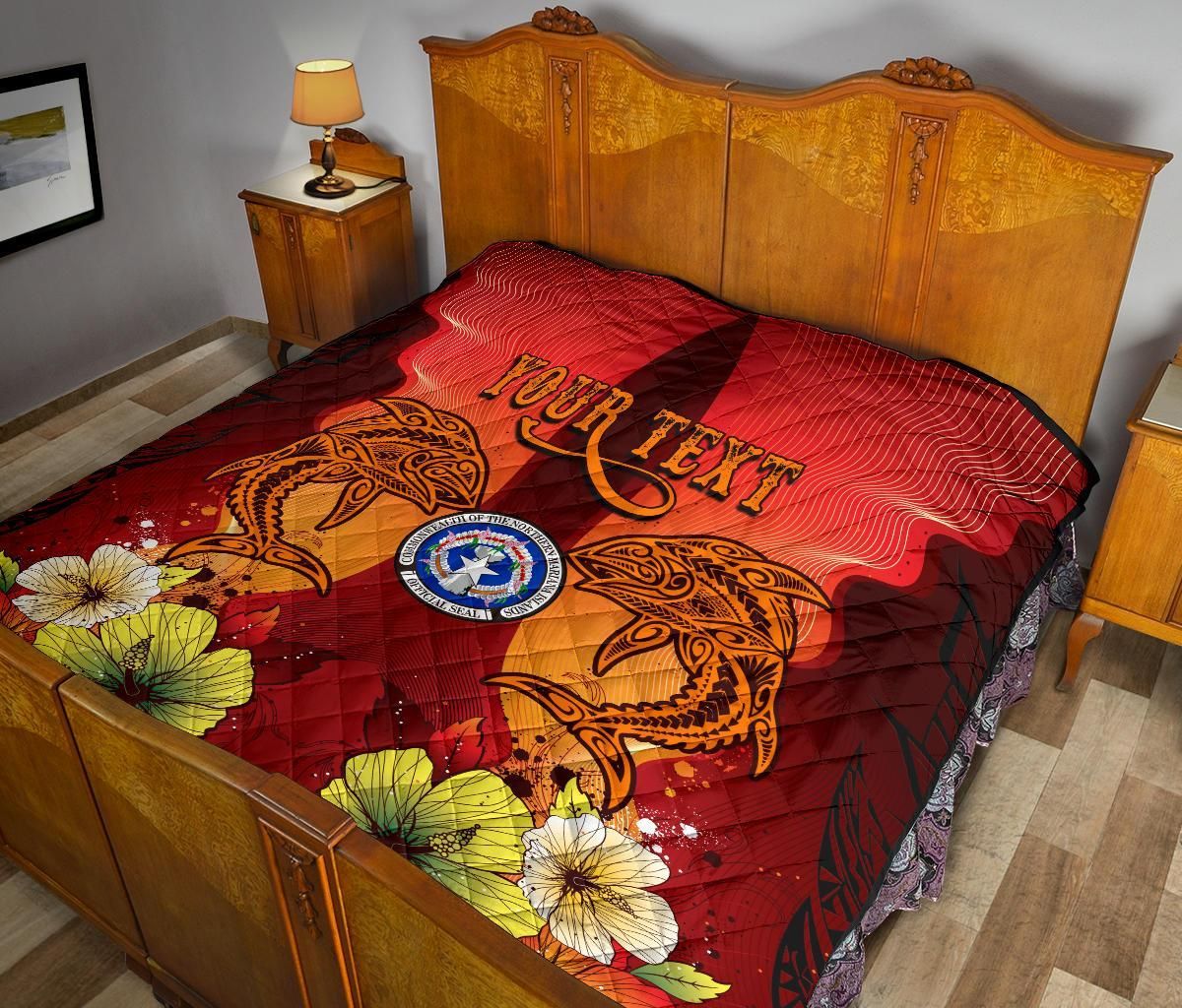 Northern Mariana Islands Personalised Premium Quilt - Tribal Tuna Fish