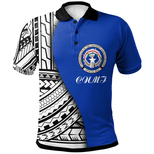 Northern Mariana Islands Polo Shirt- Coat Of Arm and Polynesian Patterns