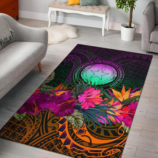 Northern Mariana Islands Polynesian Area Rug - Summer Hibiscus