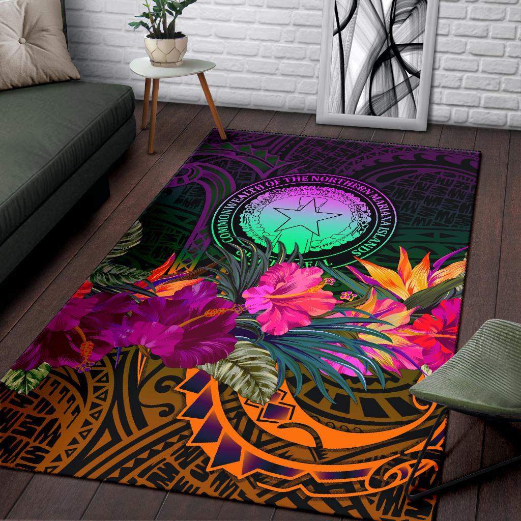 Northern Mariana Islands Polynesian Area Rug - Summer Hibiscus