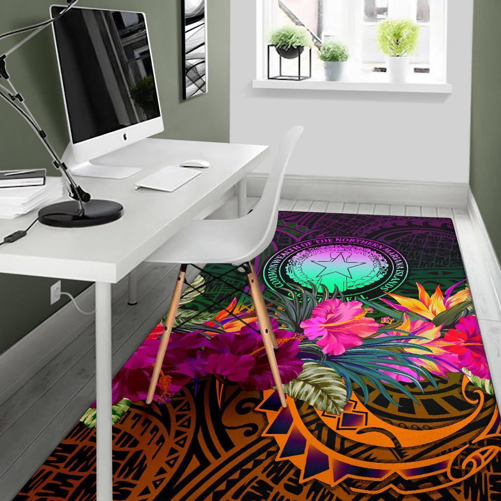 Northern Mariana Islands Polynesian Area Rug - Summer Hibiscus