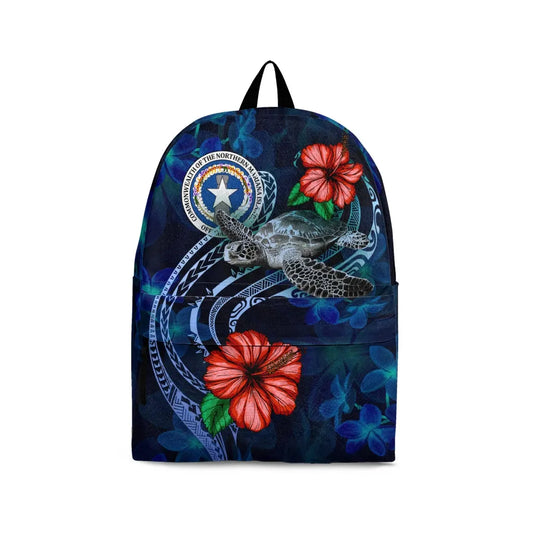 Northern Mariana Islands Polynesian Backpack - Blue Turtle Hibiscus