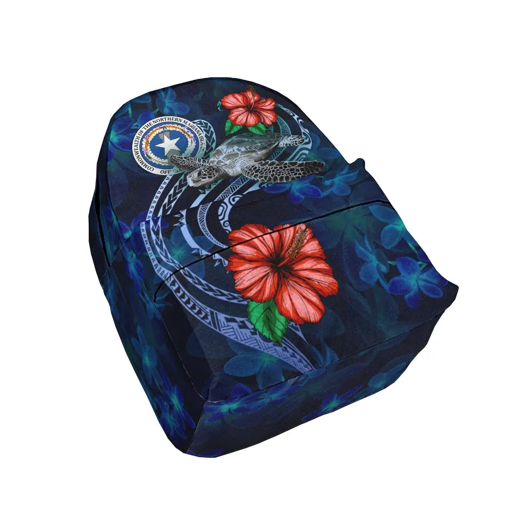 Northern Mariana Islands Polynesian Backpack - Blue Turtle Hibiscus