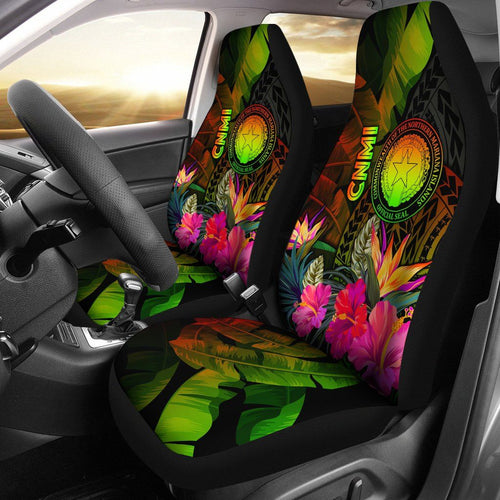 Northern Mariana Islands Polynesian Car Seat Covers- Hibiscus and Banana Leaves
