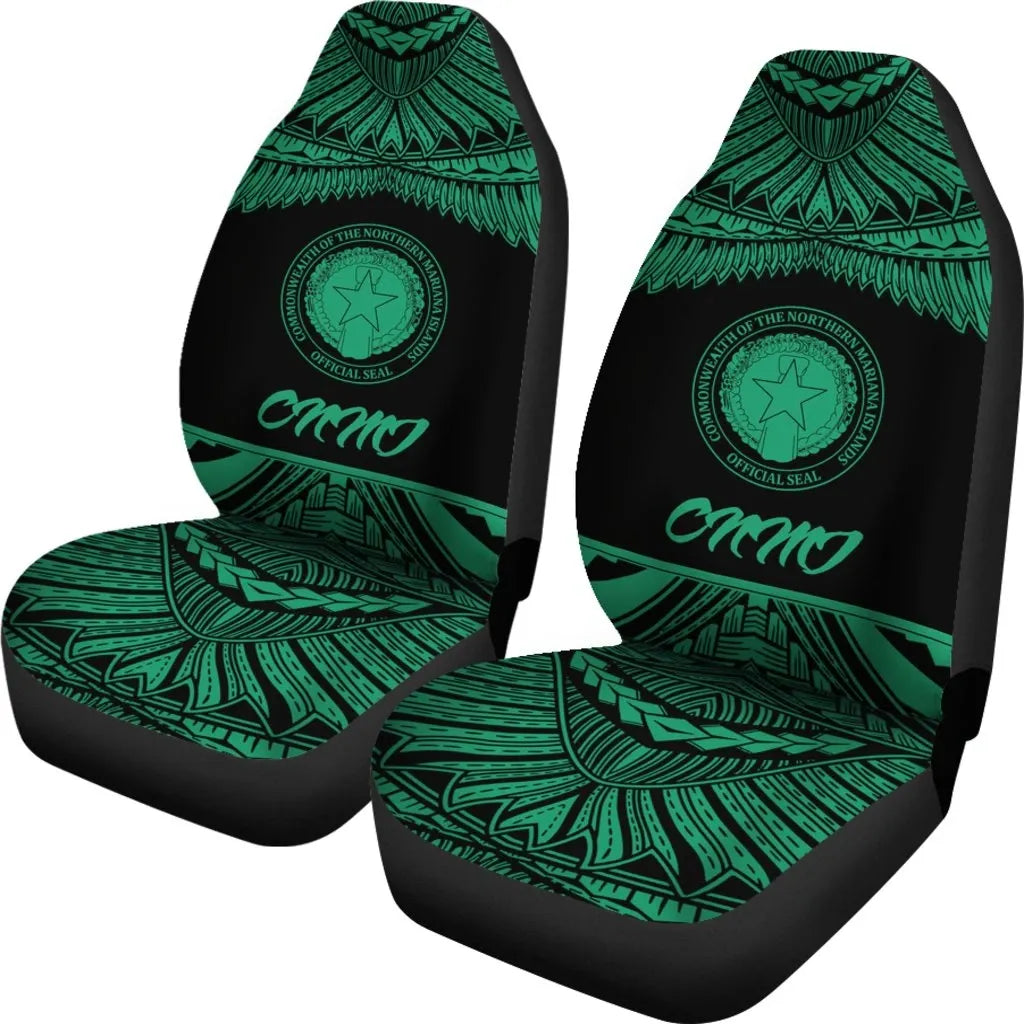 Northern Mariana Islands Polynesian Car Seat Covers - Pride Green Version