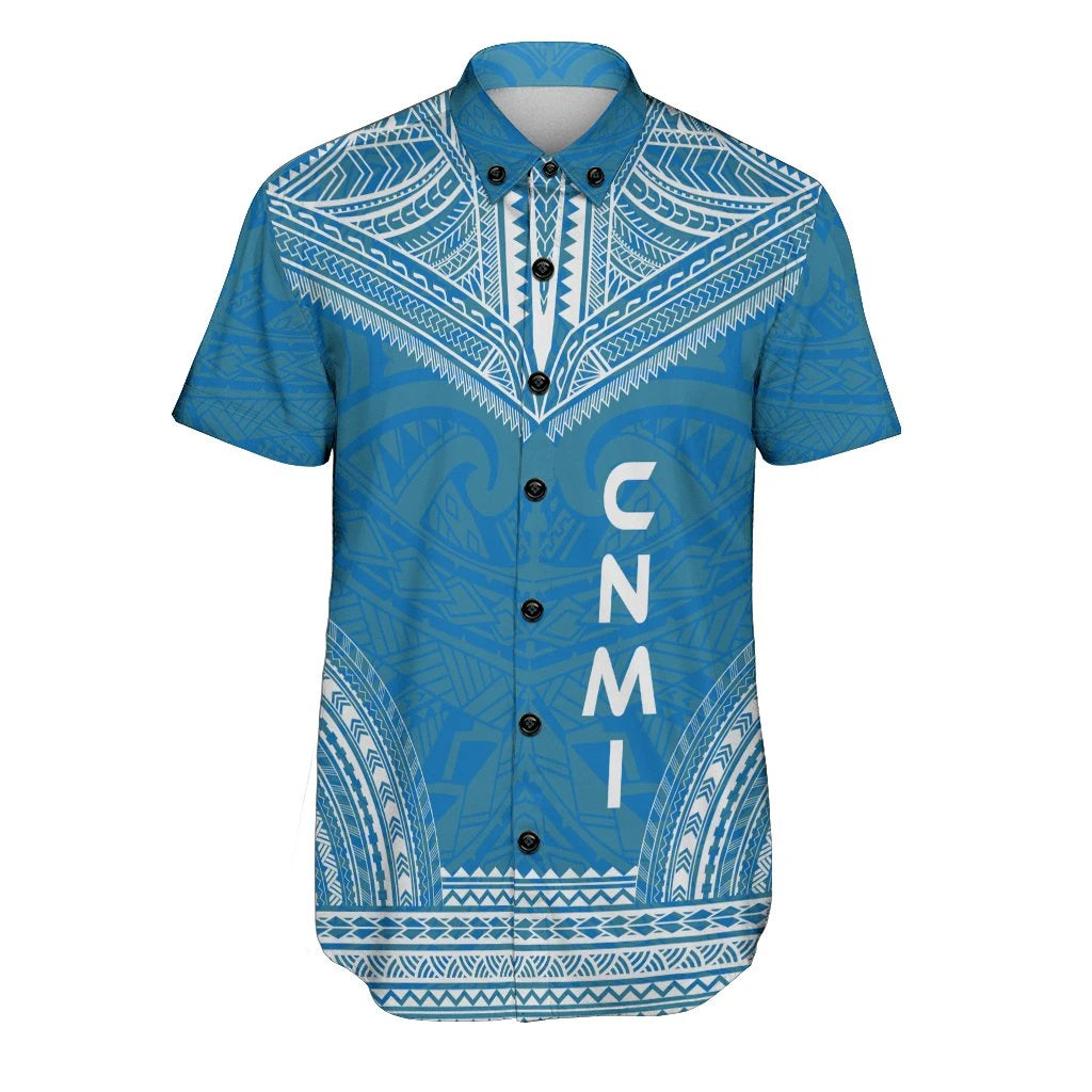 Northern Mariana Islands Polynesian Chief Short Sleeve Shirt - Flag Version