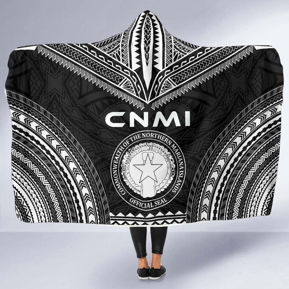Northern Mariana Islands Polynesian Chief Hooded Blanket - Black Version