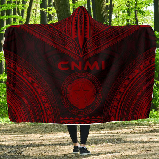 Northern Mariana Islands Polynesian Chief Hooded Blanket - Red Version