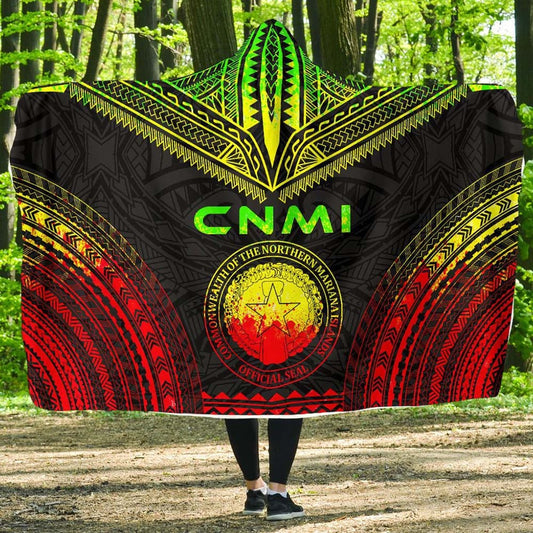 Northern Mariana Islands Polynesian Chief Hooded Blanket - Reggae Version