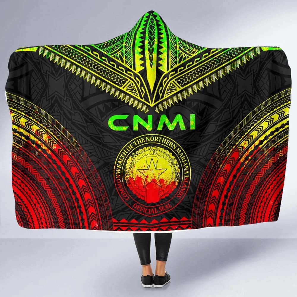 Northern Mariana Islands Polynesian Chief Hooded Blanket - Reggae Version